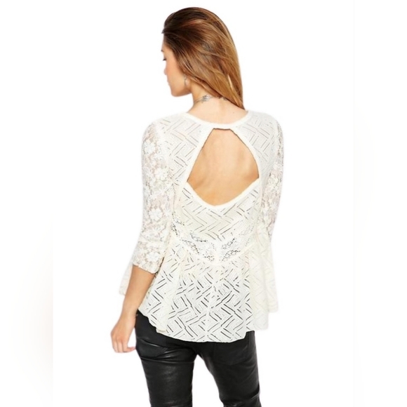 NWOT Free People Gracie Lace Peplum Blouse - Picture 2 of 8